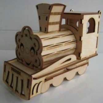 طرح سازمان‌دهنده به شکل موتور قطار - train engine shaped organizer ve - برای دستگاه CNC چوب و لیزر (سی ان سی)