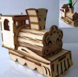 طرح جا قلمی قطاری برای برش لیزر cnc - train pen holder for laser cut cnc - برای دستگاه CNC چوب و لیزر (سی ان سی)