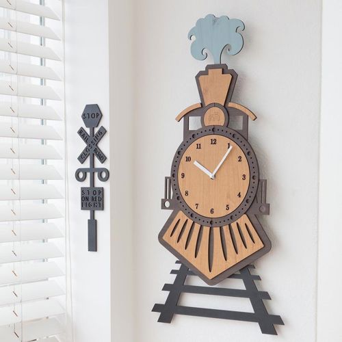 طرح ساعت دیواری قطار - train wall clock ve - برای دستگاه CNC چوب و لیزر (سی ان سی)