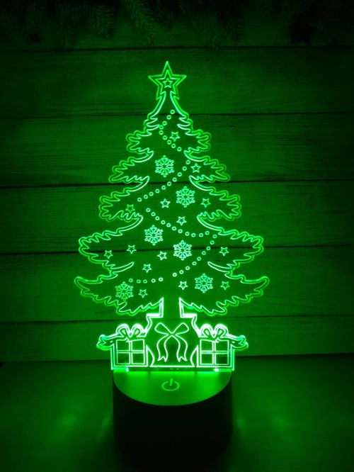 طرح درخت سه بعدی توهم لامپ برش لیزری قالب - tree 3d illusion lamp laser cutting template - برای دستگاه CNC چوب و لیزر (سی ان سی)
