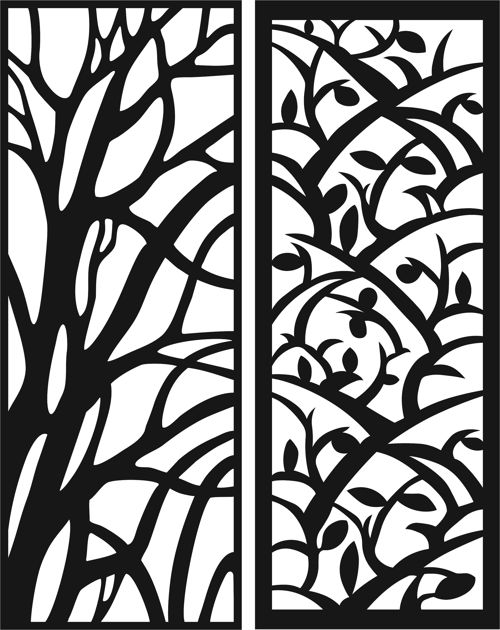 طرح الگوهای صفحه نمایش شاخه های درخت برای برش لیزری - tree branches living room screen patterns set for laser cut ve - برای دستگاه CNC چوب و لیزر (سی ان سی)