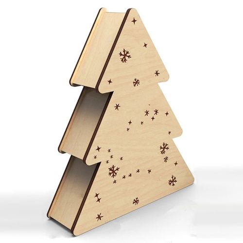 طرح جعبه هدیه درختی برای برش لیزری - tree gift box for laser cut ve - برای دستگاه CNC چوب و لیزر (سی ان سی)