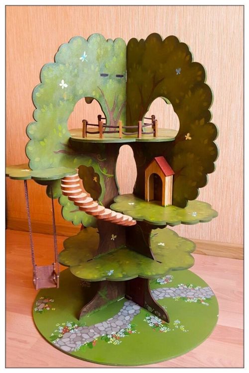 طرح کیت مدل خانه درختی برای برش لیزری - tree house model kit for laser cut ve - برای دستگاه CNC چوب و لیزر (سی ان سی)