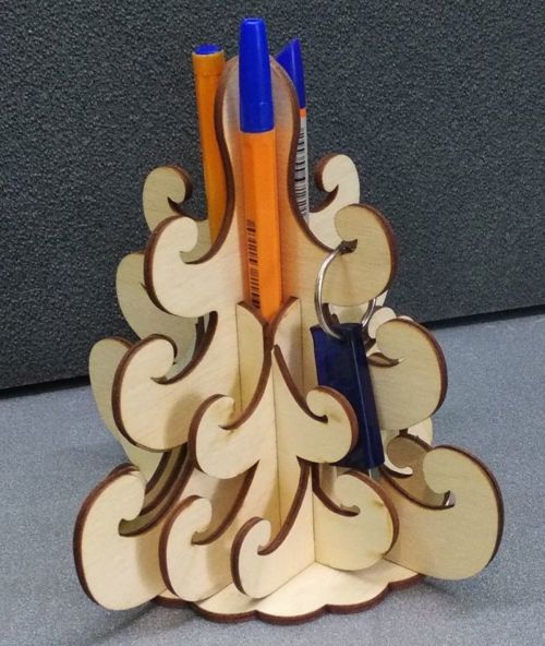 طرح جا مداد به شکل درخت یقه دار یواس بی برش لیزری - tree shaped pencil holder usb hanger laser cut ve - برای دستگاه CNC چوب و لیزر (سی ان سی)