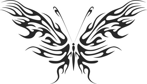 طرح هنر پروانه قبیله‌ای - tribal butterfly art 09 - برای دستگاه CNC چوب و لیزر (سی ان سی)