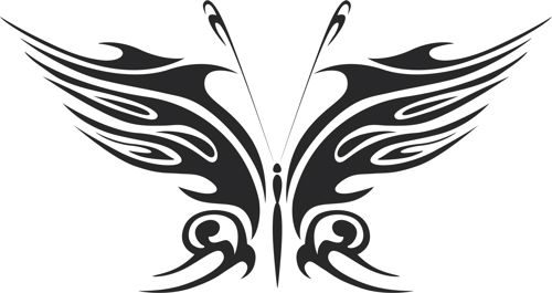 طرح پروانه قبیله‌ای هنر - tribal butterfly art 18 - برای دستگاه CNC چوب و لیزر (سی ان سی)