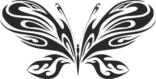 طرح پروانه قبیله‌ای هنر - tribal butterfly art 20 - برای دستگاه CNC چوب و لیزر (سی ان سی)