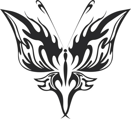 طرح پروانه قبیله‌ای هنر - tribal butterfly art 21 - برای دستگاه CNC چوب و لیزر (سی ان سی)