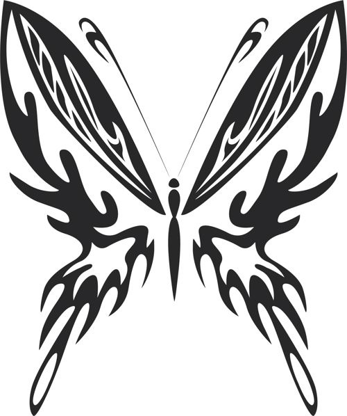 طرح پروانه قبیله‌ای هنر - tribal butterfly art 23 - برای دستگاه CNC چوب و لیزر (سی ان سی)