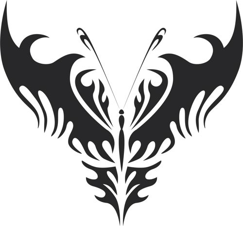 طرح پروانه قبیله‌ای هنر - tribal butterfly art 24 - برای دستگاه CNC چوب و لیزر (سی ان سی)