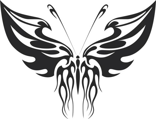 طرح پروانه قبیله‌ای هنر - tribal butterfly art 32 - برای دستگاه CNC چوب و لیزر (سی ان سی)