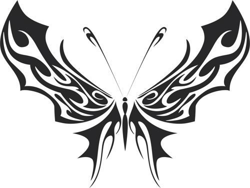 طرح پروانه قبیله‌ای هنر - tribal butterfly art 35 - برای دستگاه CNC چوب و لیزر (سی ان سی)