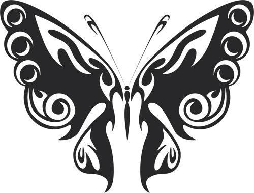 طرح هنر پروانه قبیله‌ای - tribal butterfly art 47 - برای دستگاه CNC چوب و لیزر (سی ان سی)