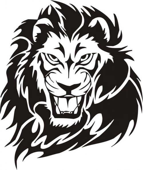 طرح خالکوبی شیر قبیله‌ای - tribal lion tattoo design vector jpeg - برای دستگاه CNC چوب و لیزر (سی ان سی)