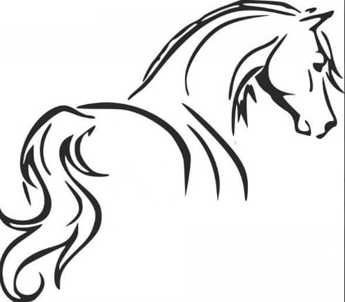 طرح خالکوبی اسب قبیله ای استنسیل - tribal tattoo horse outline stencil - برای دستگاه CNC چوب و لیزر (سی ان سی)