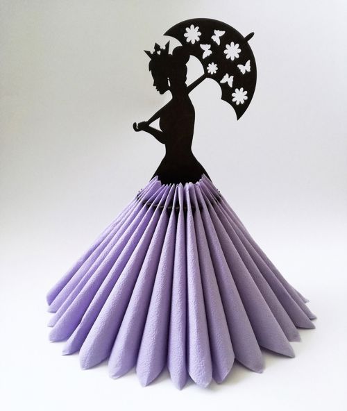 طرح چتر بانوی چوبی کاغذی جادستمال برای برش لیزری - umbrella lady wooden paper napkin holder for laser cut ve - برای دستگاه CNC چوب و لیزر (سی ان سی)