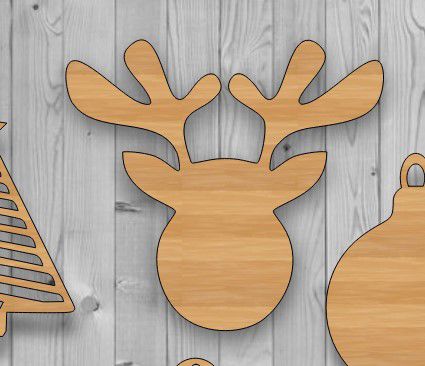 طرح ناتمام خالی سر گوزن چوبی برش لیزر - unfinished blank reindeer head wood cutout laser cut ve - برای دستگاه CNC چوب و لیزر (سی ان سی)
