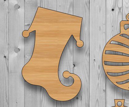 طرح ناتمام چوبی کریسمس جوراب برش لیزر - unfinished wood christmas stocking cutout laser cut ve - برای دستگاه CNC چوب و لیزر (سی ان سی)
