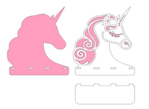 طرح تک‌شاخ برای برش لیزری - unicorn layout for laser cut ve - برای دستگاه CNC چوب و لیزر (سی ان سی)