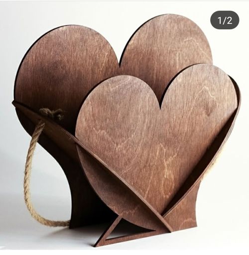 طرح هدیه روز ولنتاین سبد شکل قلب - valentine day gift heart shape basket ve - برای دستگاه CNC چوب و لیزر (سی ان سی)