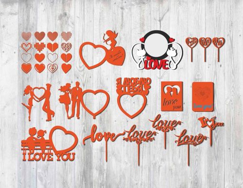 طرح تزیین روز ولنتاین برای برش لیزری - valentines day topper for laser cut ve - برای دستگاه CNC چوب و لیزر (سی ان سی)