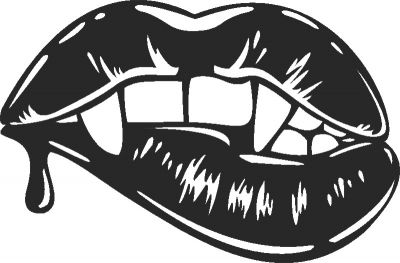 طرح لب‌های گاز گرفته خون‌آشام - vampire biting lips - برای دستگاه CNC چوب و لیزر (سی ان سی)