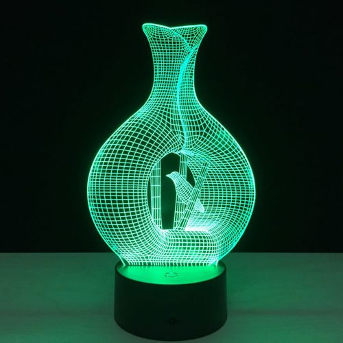 طرح گلدان با پرنده چراغ توهم سه بعدی حکاکی لیزری - vase with bird 3d illusion lamp laser engraving ve - برای دستگاه CNC چوب و لیزر (سی ان سی)