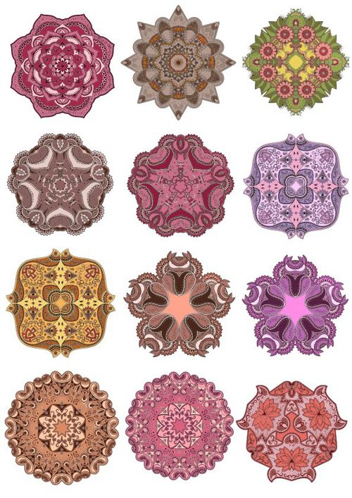 طرح وکتور ماندالا تزئینات مجموعه - vector mandala ornament set ve - برای دستگاه CNC چوب و لیزر (سی ان سی)