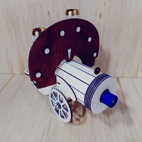 طرح نگهدارنده بطری شیشه‌ای نوشابه توپ قدیمی برای برش لیزری - vintage cannon wine glass bottle holder for laser cut ve - برای دستگاه CNC چوب و لیزر (سی ان سی)