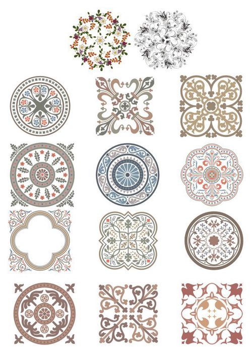 طرح مجموعه زیورآلات قدیمی برای برش لیزری - vintage ornaments set for laser cutting ve - برای دستگاه CNC چوب و لیزر (سی ان سی)