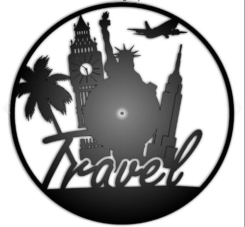 طرح ساعت وینیل مسافرتی برش لیزری ایده های - vinyl clock travel laser cut ideas ve - برای دستگاه CNC چوب و لیزر (سی ان سی)