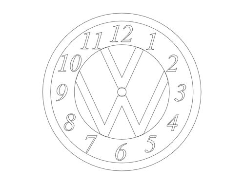 طرح ساعت دیواری فولکس واگن - vw wall clock - برای دستگاه CNC چوب و لیزر (سی ان سی)