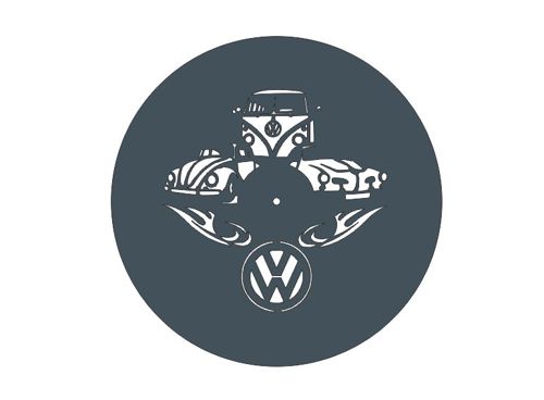 طرح ساعت دیواری فولکس واگن برش لیزری وینیل طرح - vw wall clock laser cut vinyl - برای دستگاه CNC چوب و لیزر (سی ان سی)