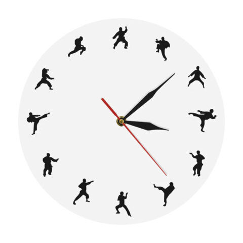 طرح ساعت دیواری هنرهای رزمی - wall clock martial arts ve - برای دستگاه CNC چوب و لیزر (سی ان سی)