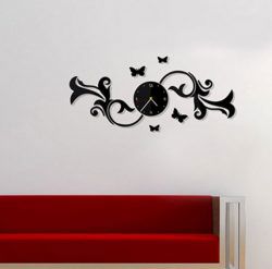 طرح ساعت دیواری با پروانه‌ها روی شاخه برش لیزری cnc هزینه - wall clock with butterflies on a branch for laser cut cnc ve - برای دستگاه CNC چوب و لیزر (سی ان سی)
