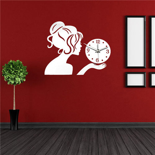 طرح ساعت دیواری با طرح دختر برای برش لیزری قاب - wall clock with girl for laser cut ve - برای دستگاه CNC چوب و لیزر (سی ان سی)