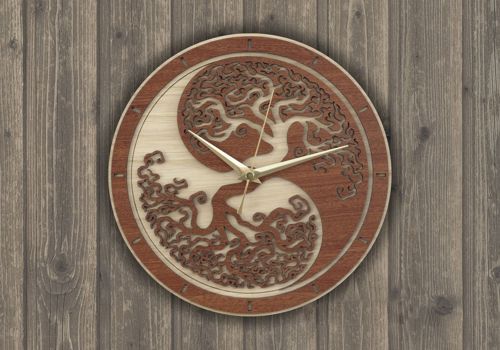 طرح ساعت دیواری چوبی گرد وسیله ( ) - wall clock wooden round ve - برای دستگاه CNC چوب و لیزر (سی ان سی)