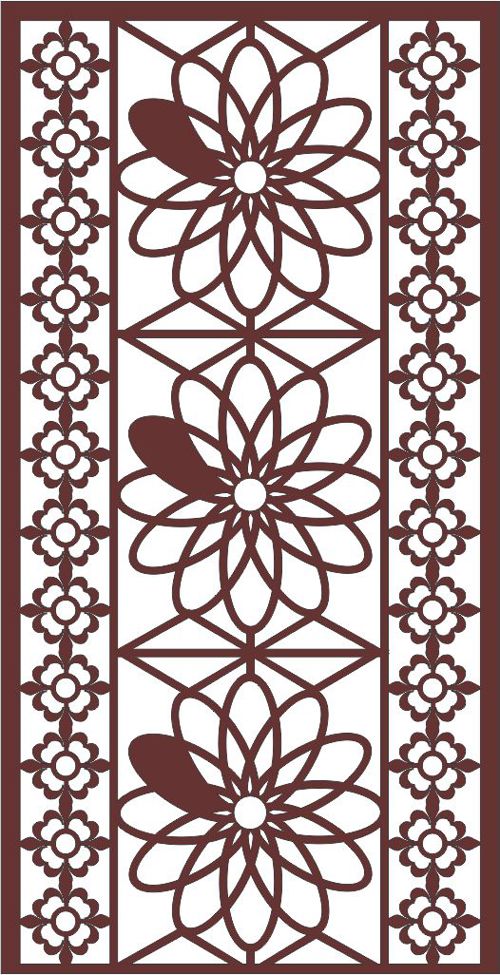 طرح گل دیواری شیشه ای برای برش لیزری - wall flower glass pattern for laser cutting - برای دستگاه CNC چوب و لیزر (سی ان سی)