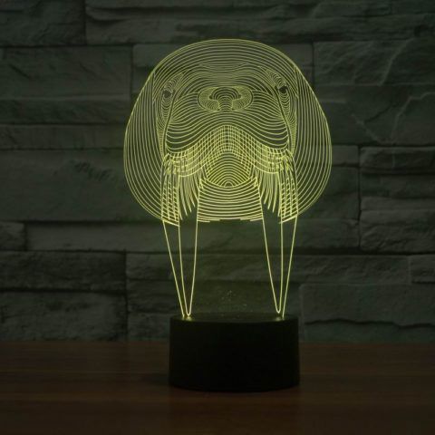 طرح مدل لامپ سه بعدی حیوان شیر دریایی - walrus animal 3d lamp model ve - برای دستگاه CNC چوب و لیزر (سی ان سی)