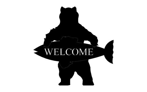 طرح خوش آمدید خرس ماهی - welcome bear fish - برای دستگاه CNC چوب و لیزر (سی ان سی)