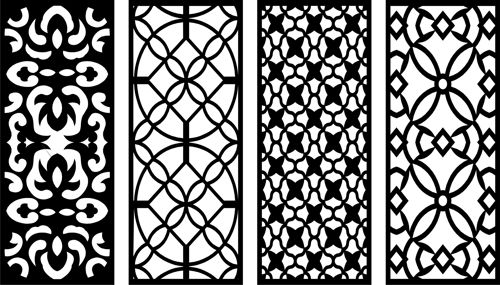 طرح گل مشبک شیشه دایره ای برای برش لیزر - window floral lattice stencil circular pattern for laser cut ve - برای دستگاه CNC چوب و لیزر (سی ان سی)