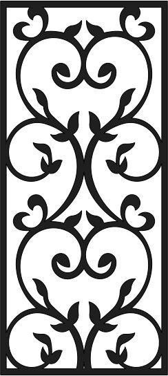 طرح شابلون پنجره گلدار شبکه‌ای برای برش لیزری - window floral lattice stencil panel for laser cut ve - برای دستگاه CNC چوب و لیزر (سی ان سی)