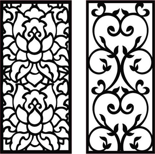 طرح پنجره گلدار شبکه استنسیل پانل - window floral lattice stencil panels - برای دستگاه CNC چوب و لیزر (سی ان سی)