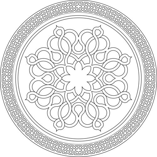 طرح گل مشبک گلدار گرد پنجره برای برش لیزری - window floral lattice stencil round design for laser cut ve - برای دستگاه CNC چوب و لیزر (سی ان سی)