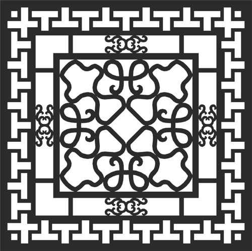 طرح شابلون گل مشبک پنجره درز برای برش لیزر - window floral lattice stencil seamless design for laser cut ve - برای دستگاه CNC چوب و لیزر (سی ان سی)