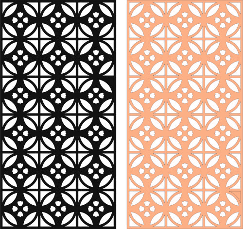 طرح پنجره گل شبکه استنسیل درز صفحه پنل برای برش لیزر - window floral lattice stencil seamless screen panel for laser cut ve - برای دستگاه CNC چوب و لیزر (سی ان سی)