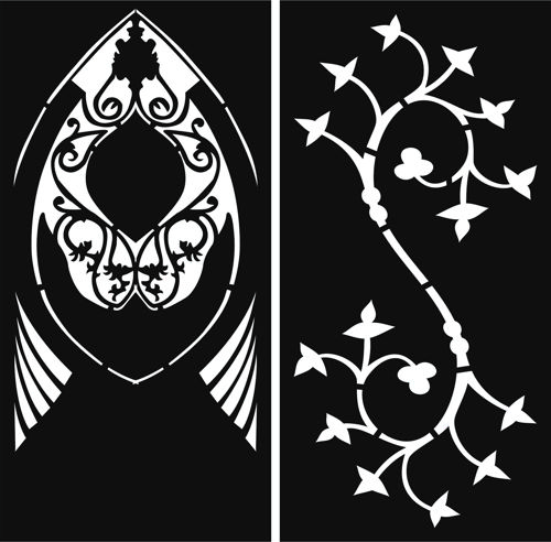 طرح پنجره گلدار شبکه استنسیل درز صفحه مجموعه - window floral lattice stencil seamless screen set - برای دستگاه CNC چوب و لیزر (سی ان سی)
