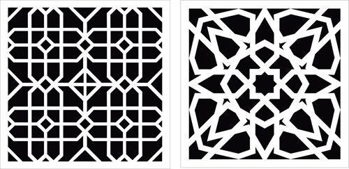 طرح مجموعه طرح‌های درز گلدار برای برش لیزری - window grills floral seamless design set for laser cutting - برای دستگاه CNC چوب و لیزر (سی ان سی)
