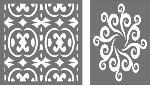 طرح پنجره شبکه‌ای گلدار درز پانل‌ها مجموعه - window lattice floral seamless panels set - برای دستگاه CNC چوب و لیزر (سی ان سی)