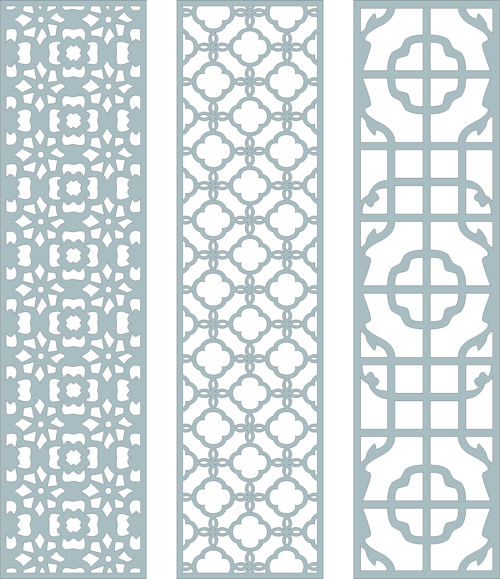 طرح مجموعه پنجره شبکه‌ای گلدار درز برای برش لیزری - window lattice floral seamless set for laser cut ve - برای دستگاه CNC چوب و لیزر (سی ان سی)